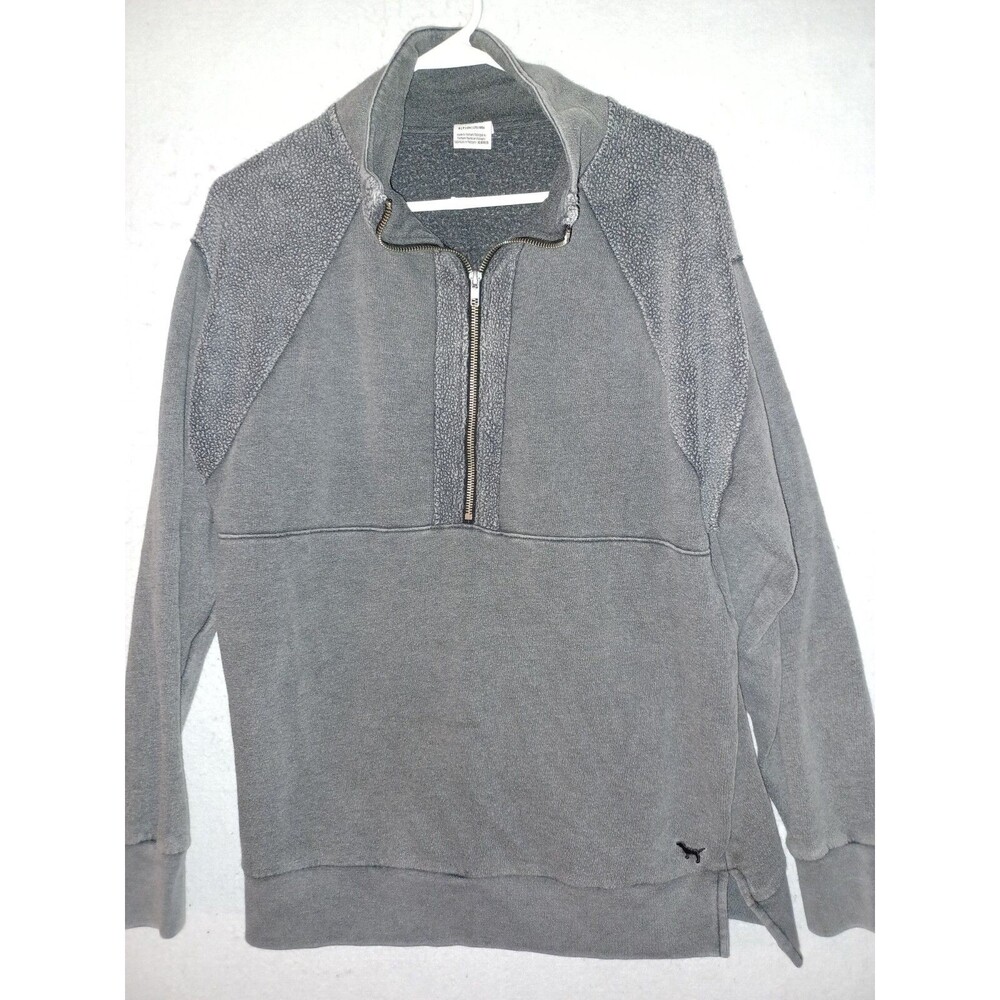 Victoria Secret PINK Pullover Women's S Gray Sweatshirt half zip fleece
